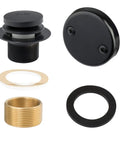 Tap To Open Close Bath Drain Trim Kit In Matte Black With Two Hole Overflow Faceplate No Plumber Gasket No Putty Required