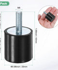 Four Pack Heavy Duty Rubber Mounts D25mm X H25mm Vibration Isolators With M6 X 18mm Studs Cylindrical Shock Absorbers For Air Compressors Cars Pumps Boats Garage Motors And More, black rubber mount with M6 stud