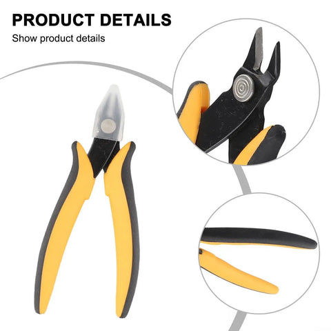 Get The Job Done Right With These Durable Spring Action Diagonal Cutting Pliers, 128mm wire cutter with black rubber grips.