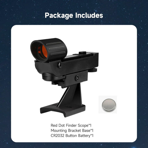 Red Dot Finder Scope For Astronomical Telescopes Reflex Viewfinder with bracket base and CR2032 battery included.