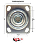 4 Inch Swivel Caster With Thread Guard For SC750 And SC800 Floor Scrubbers, Beefy Heavy Duty Replacement Wheel, Polyurethane Service Caster For Reliable Mobility, Easy Roll, Durable Fit, Fits Advance Floor Scrubbers. Top plate swivel, 4-inch, 4-bolt pattern.