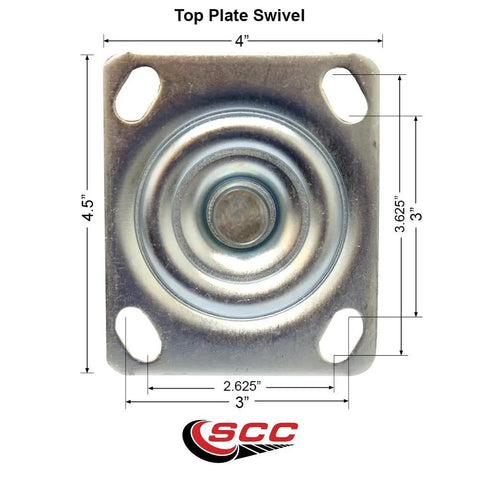 4 Inch Swivel Caster With Thread Guard For SC750 And SC800 Floor Scrubbers, Beefy Heavy Duty Replacement Wheel, Polyurethane Service Caster For Reliable Mobility, Easy Roll, Durable Fit, Fits Advance Floor Scrubbers. Top plate swivel, 4-inch, 4-bolt pattern.