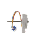 Side view of Fridge Evaporator Fan Motor WR60X10185 Replacement For Efficient Cold Air Circulation In Your Fresh Food And Freezer Compartments