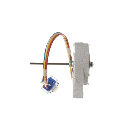 Side view of Fridge Evaporator Fan Motor WR60X10185 Replacement For Efficient Cold Air Circulation In Your Fresh Food And Freezer Compartments
