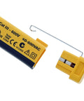 Top Shelf Non Contact Voltage Tester Picks Up 40 To 600 Vac Hella Precise Line Finder, yellow casing with clear display and metal hook.