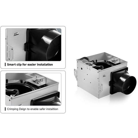 90 CFM Very Quiet Bathroom Exhaust Fan With 1.2 Sone Noise And 4 Inch Duct No Attic Access Needed Easy Ceiling Mount Install White