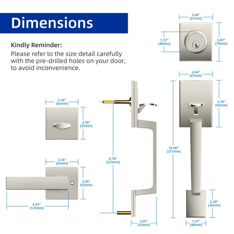 Front Door Lock Set With Adjustable Lever Handle And Deadbolt For Exterior And Interior Entry Satin Nickel Single Cylinder Fits 1 3/8 To 1 3/4 Inch Doors Replaces Old Hardware Dope Modern Style