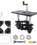 Heavy Duty Universal Router Lift System Aluminum Insert Plate for 3.5 Inch Motors, with crank dial and installation hardware.