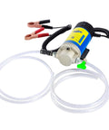 AIGMISON 12V 100W electric engine oil pump with three hoses and battery clamps, front view