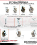 Service Caster 6in phenolic swivel top-plate casters set of 4; 2 swivel with brakes, 2 rigid, 4,800 lb capacity