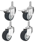 Heavy Duty Industrial Caster Wheels With Swivel And Brake Set, M16x30 Threaded Stem, Double Locking Plate, High Load Capacity