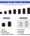 960 Piece Black Nylon Spacers Assortment Kit For Screws And Electrical Installations, Round Spacers For Outlet And Switch Receptacle Mounting, DIY Friendly Multi Size Inner Diameters And Lengths For Stable Misalignment Fix, black nylon spacers shown