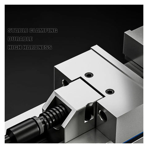 Close-up of the clamping mechanism of the 7 Inch Precision CNC Milling Machine Vise with sturdy adjustable jaws.