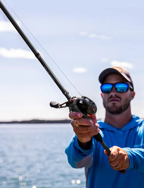 Angler using Torrent Baitcaster Rod Two Piece Portable Casting Rod For Sensitive Lightweight High Strength IM6 Carbon Build