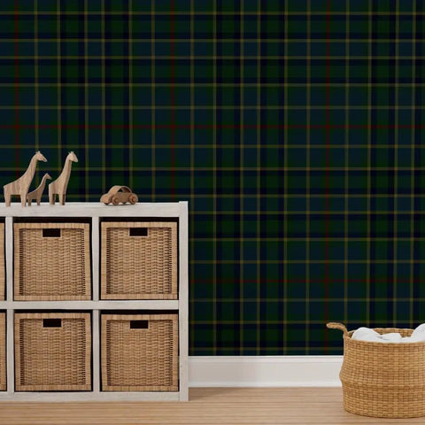 Classic Traditional Print Pre Pasted Removable Wallpaper Easy Peasy Install For Rented Spaces And Accent Walls Snaps Right Into Place Zero Pressure Printed In Usa Killer Vibe For Any Room on a feature wall with a wicker storage unit.