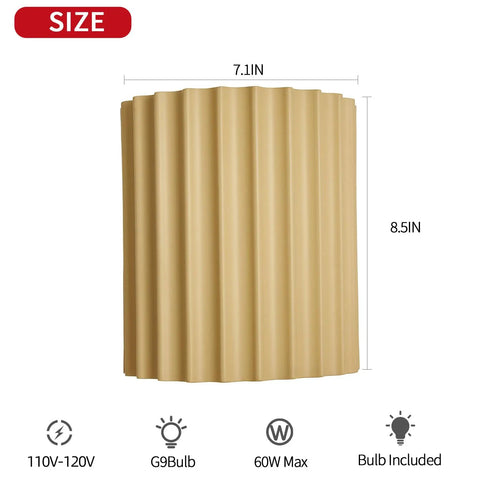 Indoor Hardwired Up and Down Cream Wall Sconce Set of 2 Modern LED 3000K with 7.1" width and 8.5" height dimensions