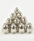 Premium Plasma Cutter Consumables Kit For P80 With Hafnium Electrodes And Copper Nozzles To Deliver Precise Clean Cuts On Steel While Boosting Longevity And Stability During Heavy Duty Fabrication Jobs. 10 copper nozzles arranged in a pyramid.