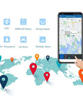 Kickass Magnetic Gps Tracker With Real Time Vehicle Location Stealth Build And Killer Battery Life For Cars Trucks Trailers Fleet Management Plug And Play 4G Lte Sim Included Now displayed on smartphone with map and GPS icons.