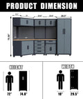 Dimensions of 16 Piece Garage Storage Cabinet System With Corner Cabinets, Workbenches, And Pegboard