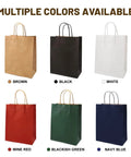 Brown Kraft Gift Bags With Durable Handles 8.25 X 5.9 X 3.15 Inches Pack Of 100 For Small Biz Christmas Weddings Parties Shopping Lunch Halloween Trick Or Treat in multiple colors