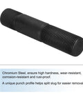 Heavy Duty Knockout Punch Draw Stud M20x1.5 Thread 126mm Length Chromium Steel Heat Treated for Metal Fabrication