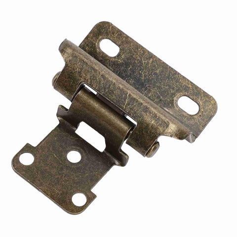 Self Closing Cabinet Hinge Set Half Inch Steel Semi Wrap Overlay For Kitchen Bathroom RV Boat Campervan, 2 Pack, Bronze Finish