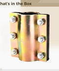 Front view of Leakproof Pipe Repair Clamp For DN50 Tubing 2.4 To 2.5 Inch Fit Galvanized Steel With 6 Bolts Heavy Duty Leak Sealer For Plumbing And Emergency Fix Connector Durable Double Plate Design.