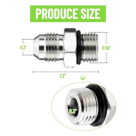 Racewill hydraulic hose adapter fitting, 3/8 in JIC 37° male x #6 SAE/ORB male, straight tube, metal with protective cover