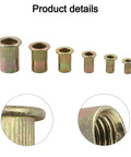 Top Tier 150 Pc Rivet Nut Assortment Kit featuring Zinc Plated Carbon Steel Threaded Insert Nuts For Heavy Duty Automotive Sheet Metal Repair And Fabrication Projects With M3-10 Sizes Perfect For Pros And DIYers Alike To Get The Job Done Right. zinc plated carbon steel rivet nuts in M3-M10 sizes