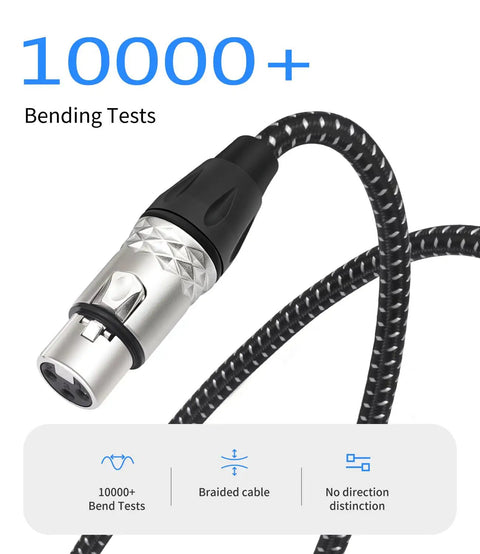 Hot 1Ft Audio Cable XLR Female To 1/4 Trs Female Jack For Mic Guitar Amp And Mixer - Durable Patch Cord featuring braided design.