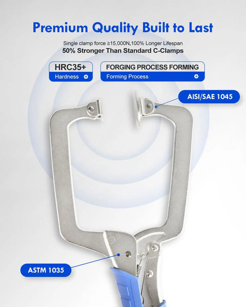 Beefy Heavy Duty C Clamp Set 15 Inch Face Clamp with Swivel Pads featuring premium quality and locking vise grip