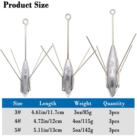 Three Piece Spider Sinkers Set For Saltwater Fishing Includes 3 Oz 4 Oz And 5 Oz Weights Durable Anti Drift Bottom Casting