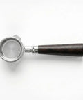 54mm Bottomless Espresso Portafilter With Three Ear Design For Breville And Sage Barista Machines solid wood handle top view
