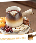 Turkish Coffee Pot Ceramic Milk Pan With Pour Spout Heat-Resistant Coarse Pottery For Tea And Coffee Elegant Gradient Design