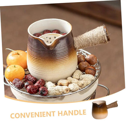 Turkish Coffee Pot Ceramic Milk Pan With Pour Spout Heat-Resistant Coarse Pottery For Tea And Coffee Elegant Gradient Design
