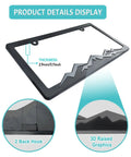 Mountain License Plate Frame Set For Cars And Trucks With Dope 3D Raised Mountain Design Plastic Tag Holder In Gray On Black Finish
