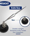 Heavy Duty Third Hand With Tweezers For Soldering, Black Metal Craft Stand With A Sturdy 13 Oz Base That Will Not Tip shown on white background