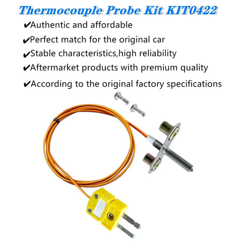 Thermocouple probe kit KIT0422 for Traeger grills with orange wire, yellow two-pin connector, screws and metal probe