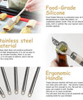Close-up of 33 Piece Silicone Kitchen Utensil Set For Nonstick Pans With Stainless Steel Tools, showing brush and bottle opener.