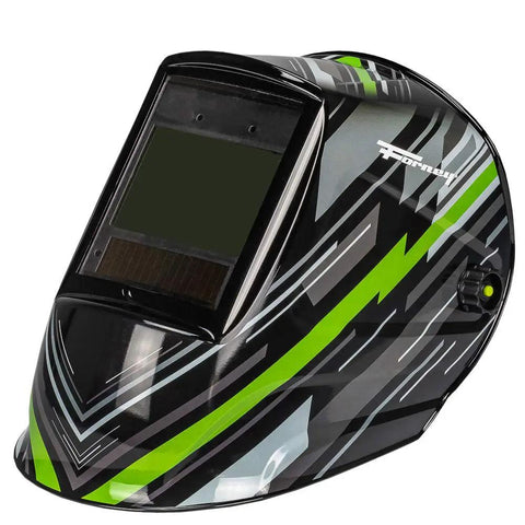Pro Series Amped ADF Welding Helmet with lightweight fireproof shell, multi-directional 5-point headgear, and quick-fit gear.