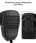 Hands Free Speaker Microphone With 3.5mm Interface For VX Radios Unidirectional Pick Up Clip On Design back view