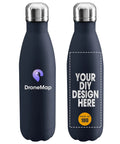 Solid Bulk Set Of One Hundred Custom 17 Oz Stainless Steel Water Bottles Double Wall Insulated And Totally Leakproof With Dope Custom Graphics For Sports And Outdoor Adventures Printed In Usa navy blue water bottles featuring logo and design space.
