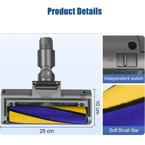 Soft Roller Laser Brush Head For V12 Detect Slim And V10 Slim Green LED Light Motorhead Replacement Attachment dimensions