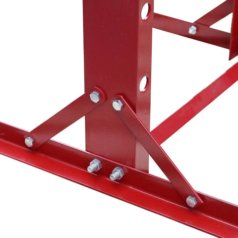 Heavy Duty 20 Ton H Frame Hydraulic Shop Press Shop Dog Featuring Adjustable Table metal frame detail, showcasing bolts and support braces.