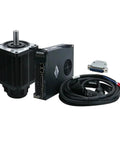 Front view of PWIGAAHTW servo motor and A-SVD30 drive with power cable and DB-25 connector