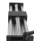 Beefy 250mm Linear Rail Guide With Double Optical Axis And SFU1605 Ballscrew 5mm Lead Manual Sliding Table For CNC Router Machines High Hardness Metal Construction 250mm Travel, front view
