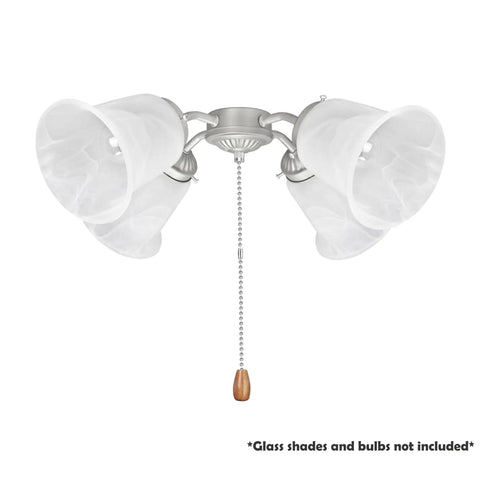 Four Light Ceiling Fan Light Kit In Brushed Nickel With Pull Chain - 12-Inch Diameter, 13-Inch Length, E26 Medium Base, 60W Max