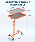 Rolling Heavy Duty Steel Work Table With Wheels Adjustable Height From 38.5 To 51.5 Inches 220 Lbs Capacity Big 17x26 Inch Tool Tray With Non Slip Padding Built For Garage Home Auto Repair And DIY Projects