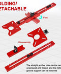 4 In 1 Router Milling Groove Bracket And Circle Cutting Jig made of durable aluminum alloy showing folding and detachable design