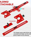 Slick 4 In 1 Router Milling Groove Bracket With Heavy Duty Aluminum Circle Cutting Jig showing folding and detachable components.
